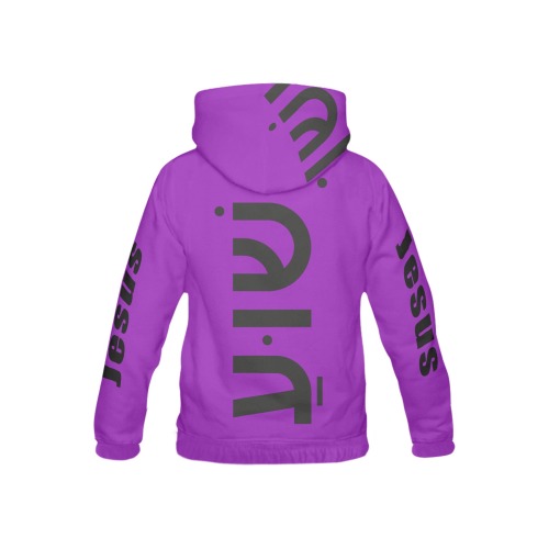 Yeshua Kids Hoodie Purple Unisex Black text All Over Print Hoodie for Kid (USA Size) (Model H13)