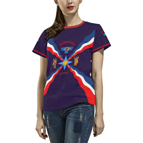 Assyrian Flag All Over Print T-Shirt for Women (USA Size) (Model T40)