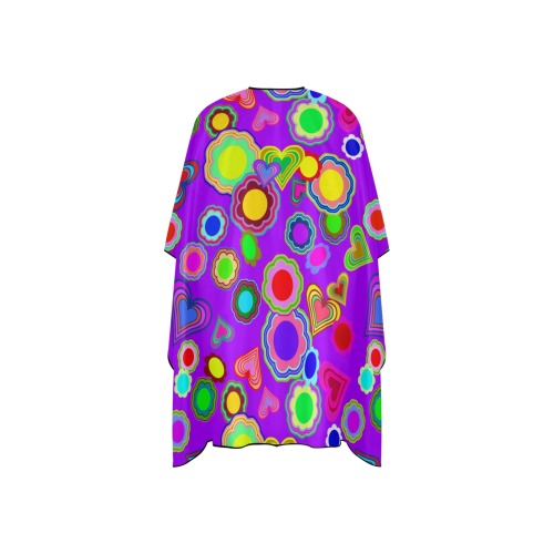 Groovy Hearts and Flowers Purple Hair Cutting Cape for Kids