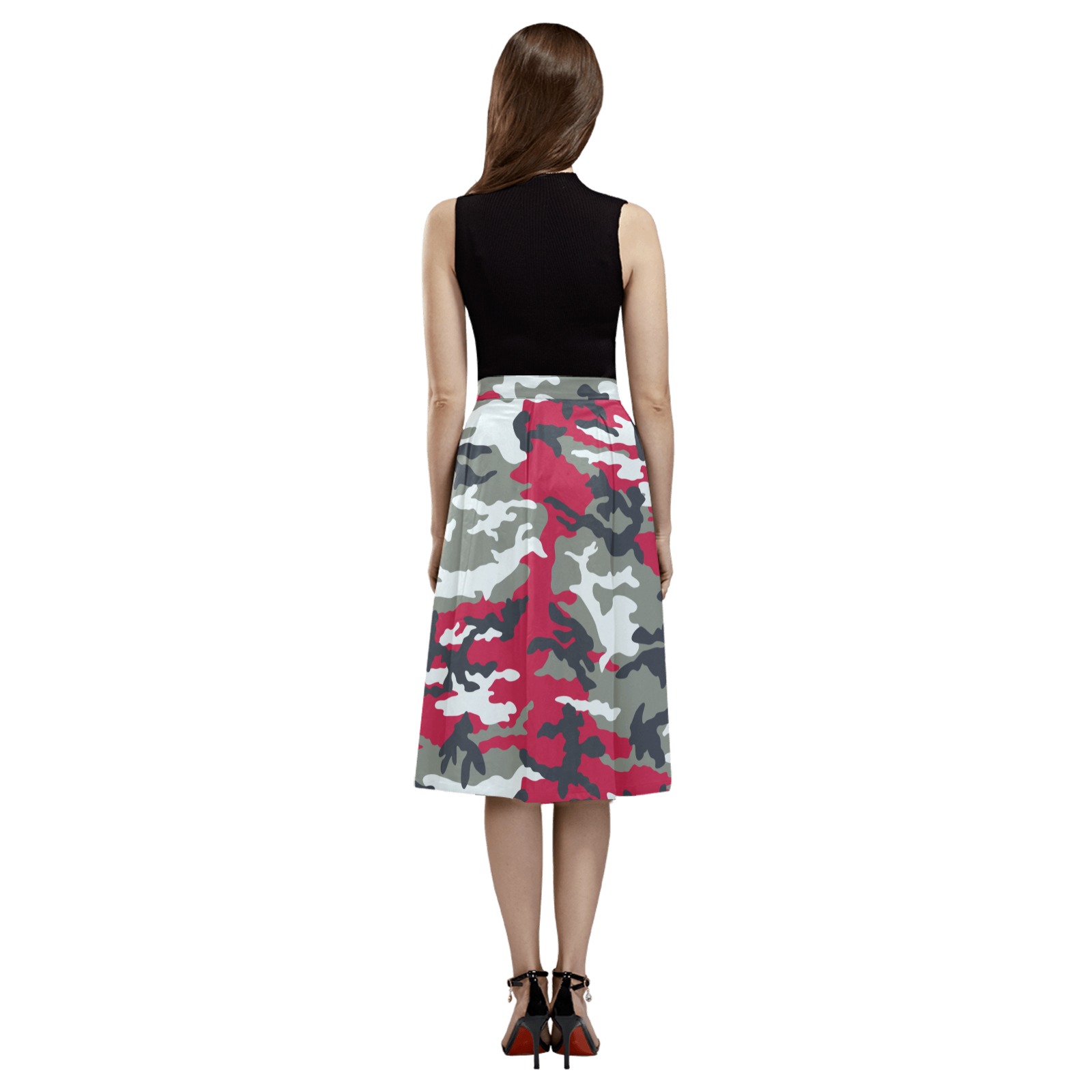 cherry-ERDL Mnemosyne Women's Crepe Skirt (Model D16)