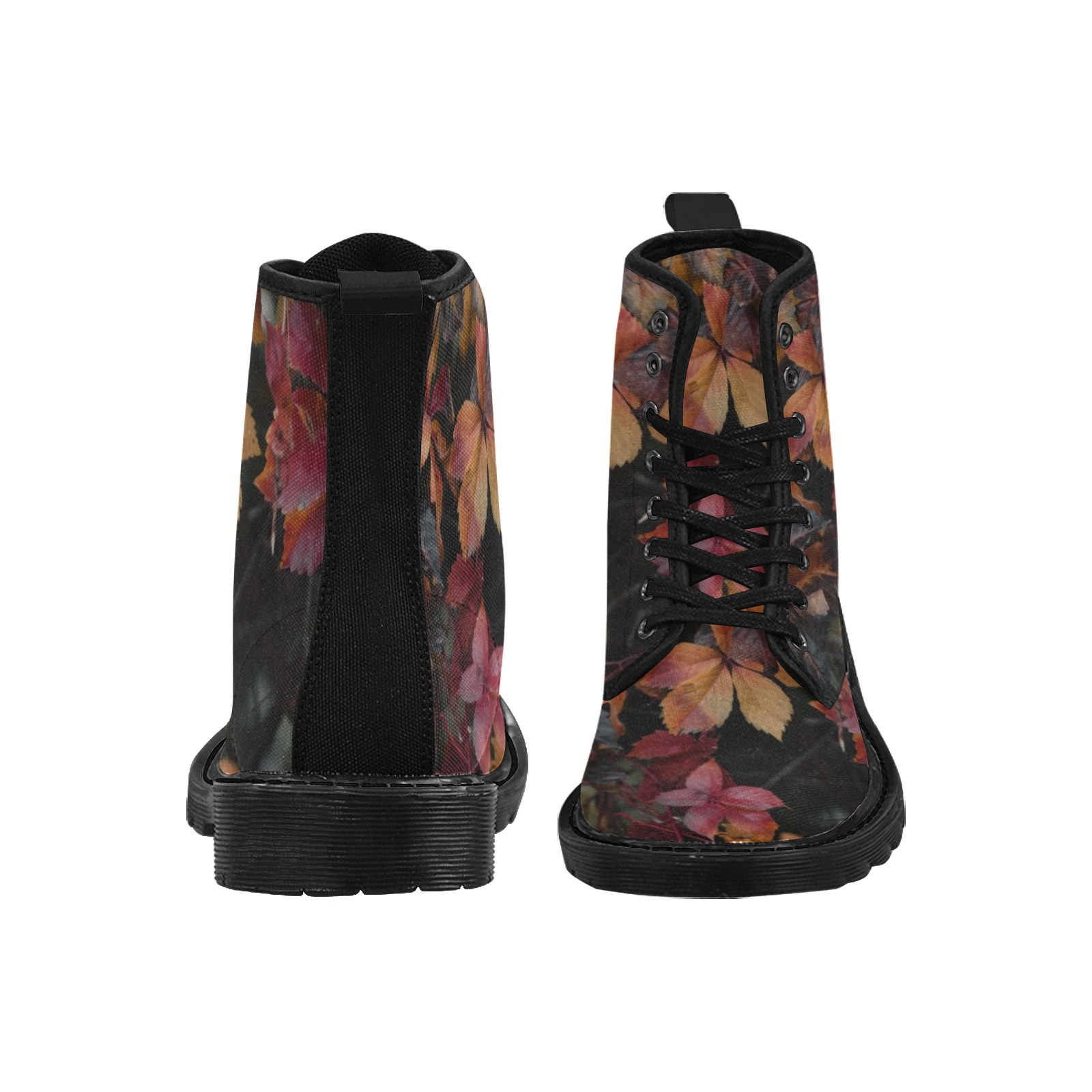 Fall Colors Martin Boots for Women (Black) (Model 1203H)