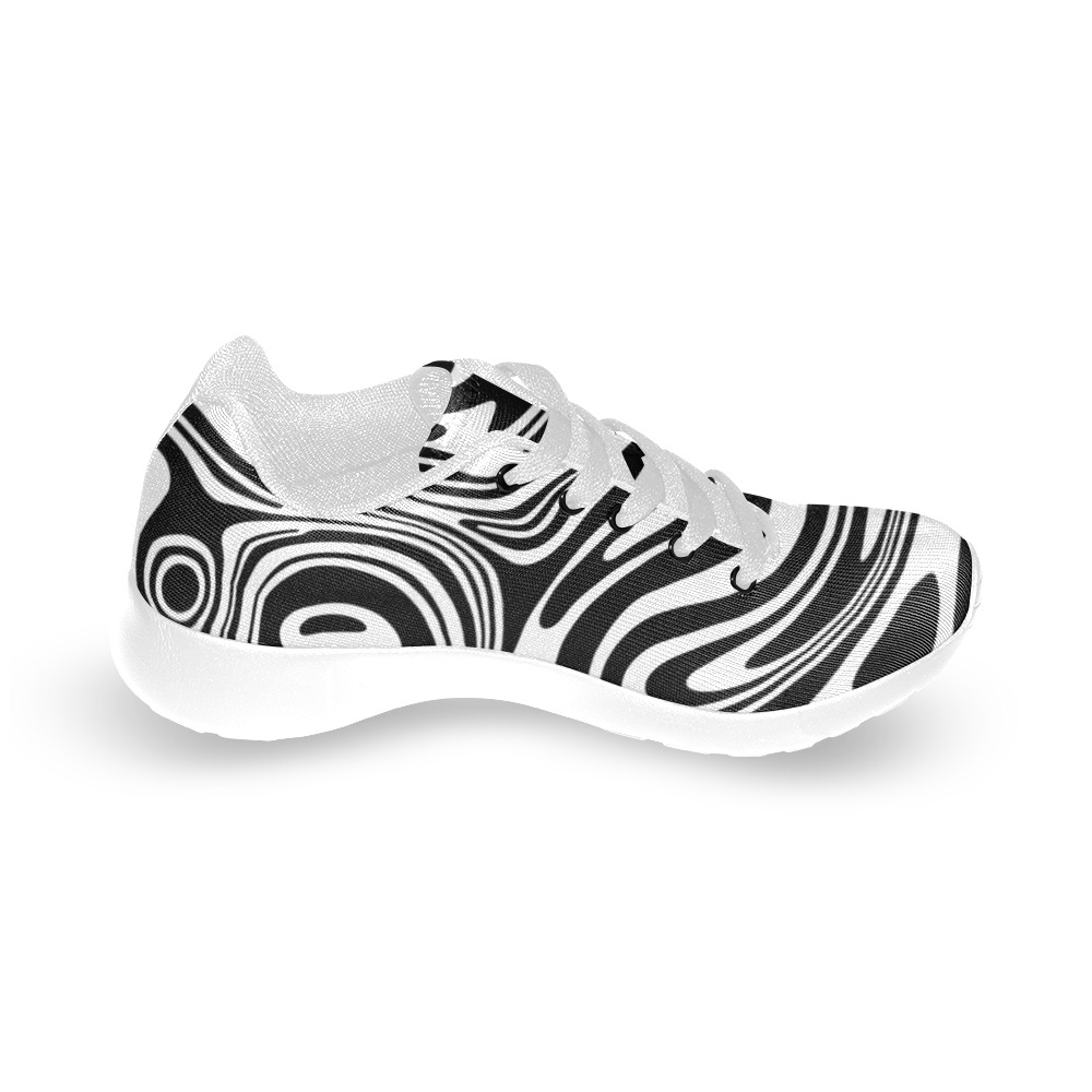 Black and White Marble Men’s Running Shoes (Model 020)