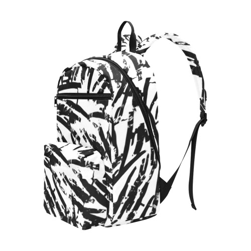 Brush Stroke Black and White Large Capacity Travel Backpack (Model 1691)