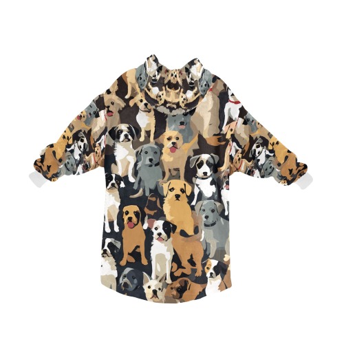 Abstract pattern of small funny dogs. Blanket Hoodie for Women