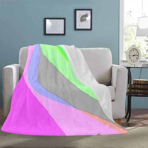 Abstract 703 - Retro Groovy Pink And Green Ultra-Soft Micro Fleece Blanket 54"x70"
