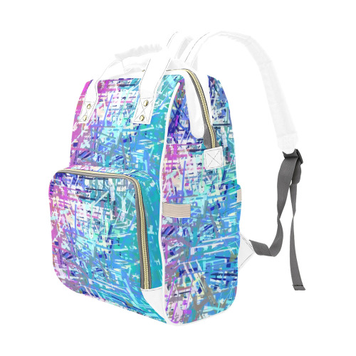 Grunge Urban Graffiti Pink Turquoise Paint Splatter Texture Multi-Function Diaper Backpack/Diaper Bag (Model 1688)