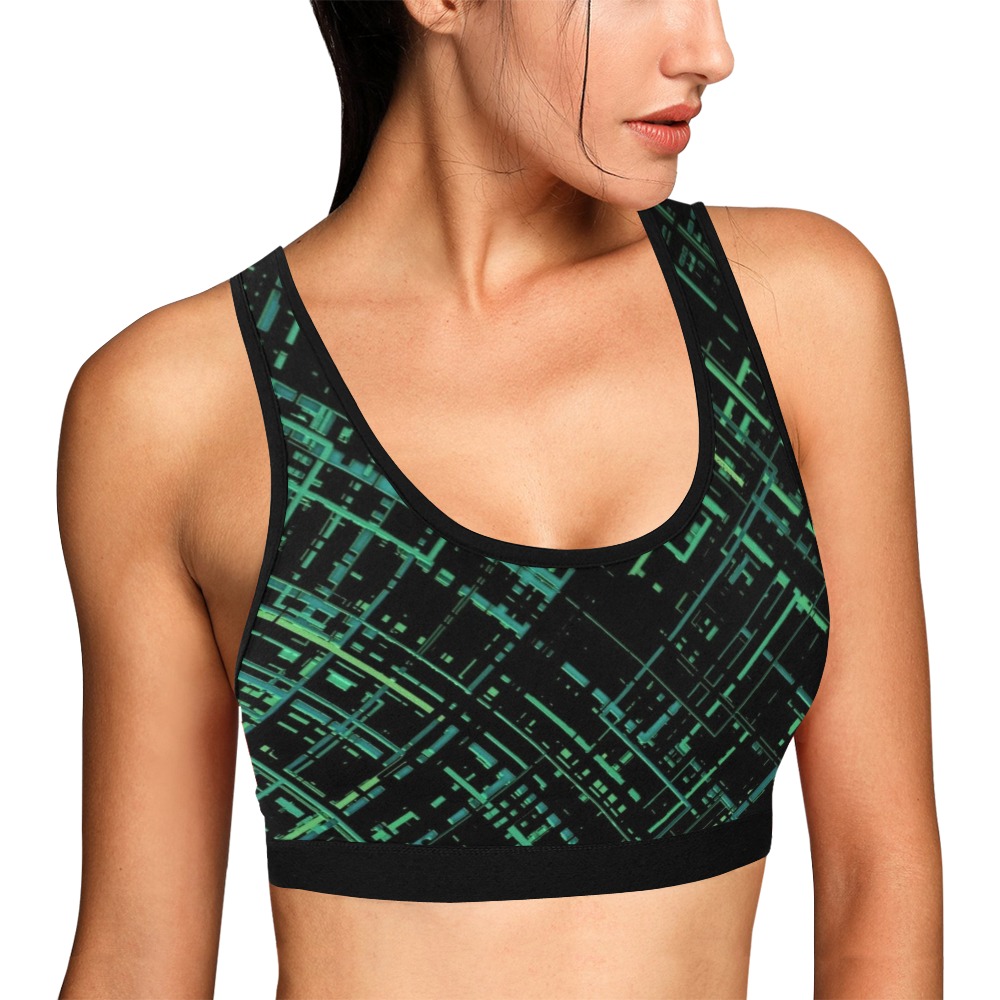 Criss-cross Pattern (GREEN) Women's All Over Print Sports Bra (Model T52)