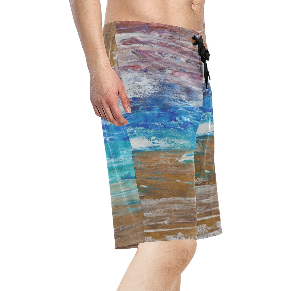 Sunset Drum Circle At Treasure Island Men's All Over Print Board Shorts (Model L16)
