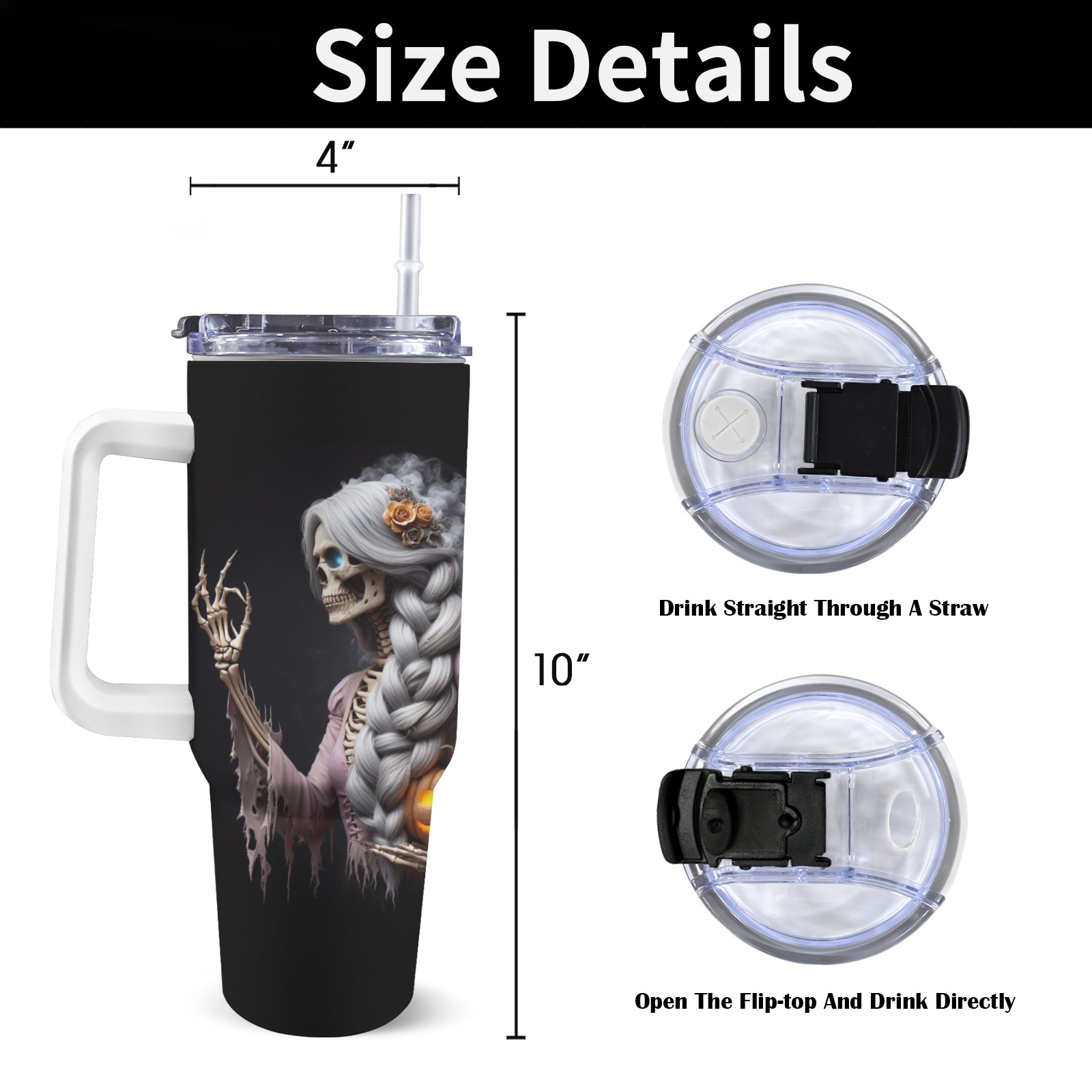 halloween_efChannel27 40oz Tumbler with White Handle