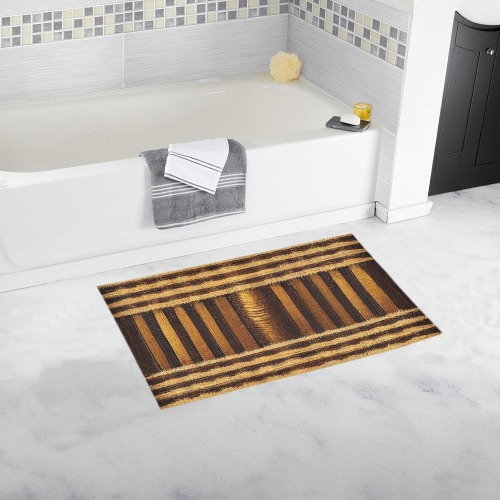gold and brown cross striped pattern Bath Rug 16''x 28''