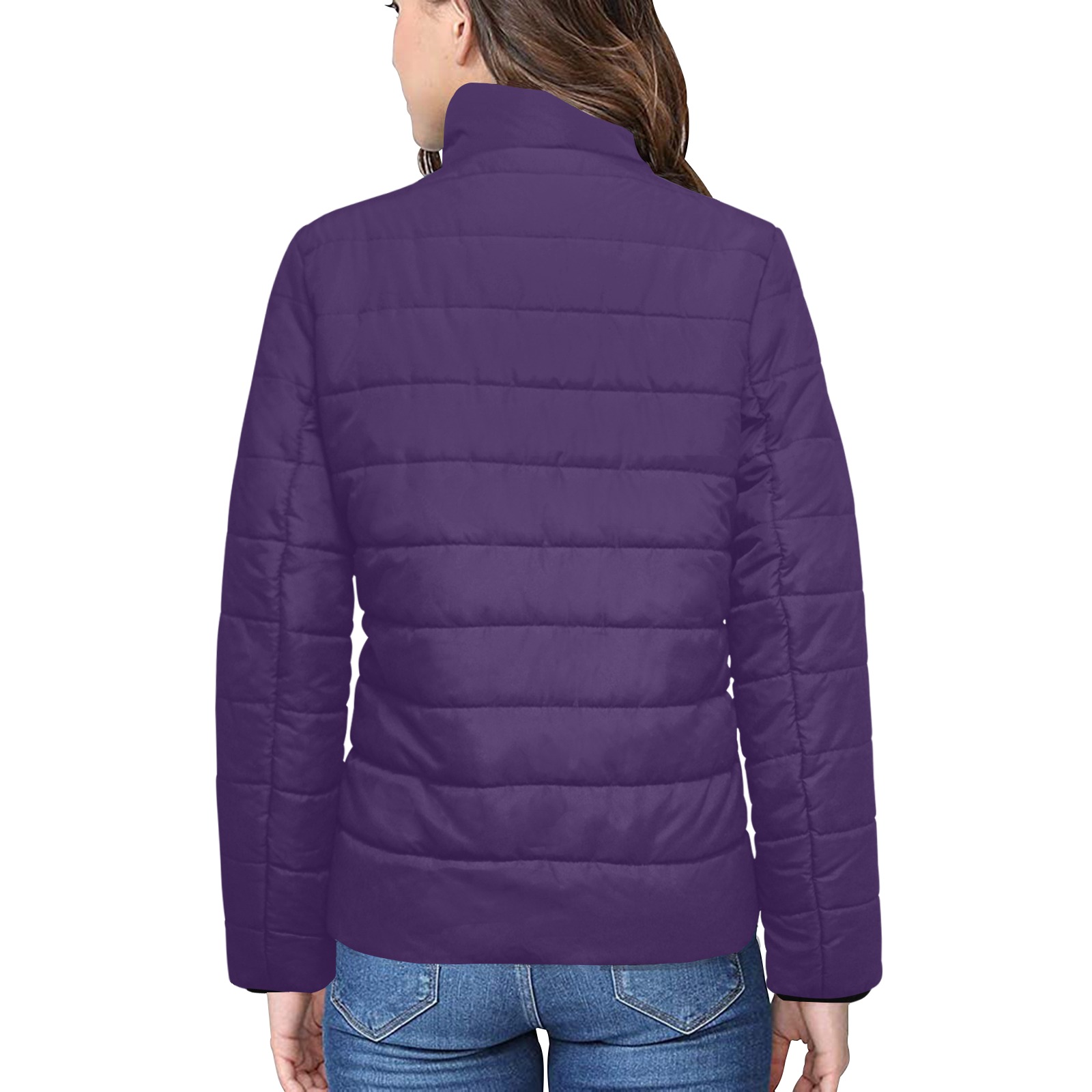 color Russian violet Women's Stand Collar Padded Jacket (Model H41)