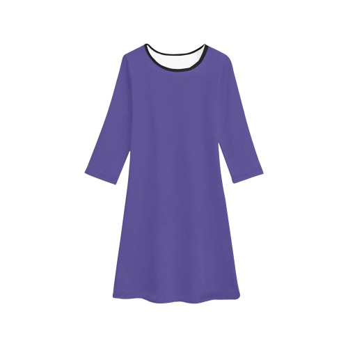 color dark slate blue Girls' Long Sleeve Dress (Model D59)