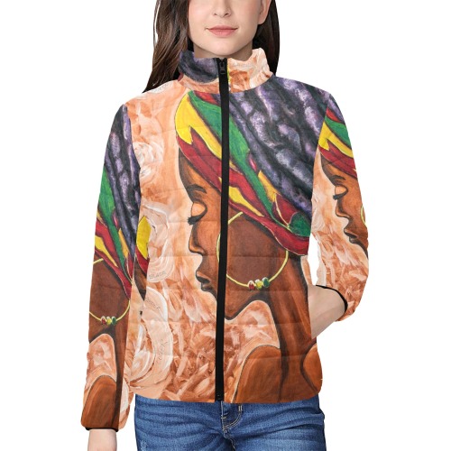 manusartgnd Women's Stand Collar Padded Jacket (Model H41)