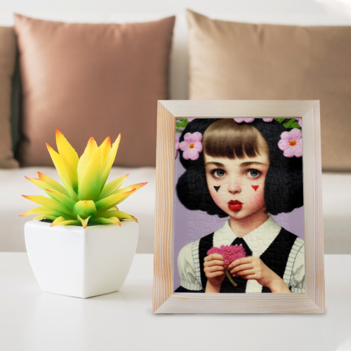 gothic girl with lipstick 64 80-Piece Puzzle Frame 7"x 9"