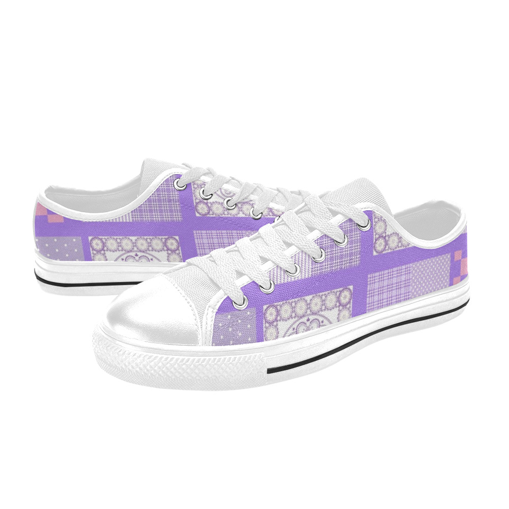 Pink and Purple Patchwork Design Women's Classic Canvas Shoes (Model 018)