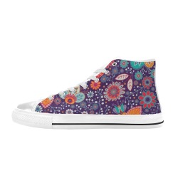Fancy Floral High Top Canvas Shoes for Kid (Model 017)