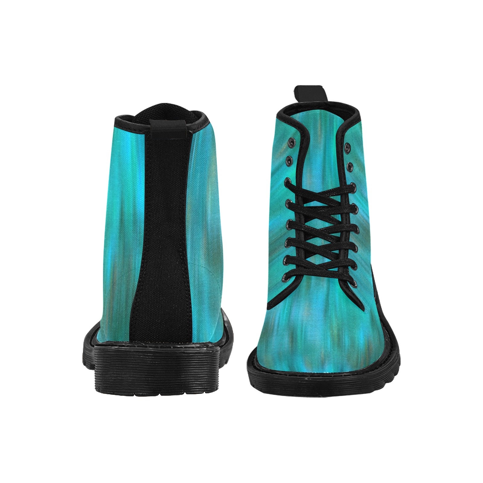 Teal Abstract Martin Boots for Men (Black) (Model 1203H)