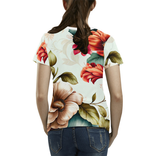 flowers botanic art (4) all over print tshirt All Over Print T-Shirt for Women (USA Size) (Model T40)
