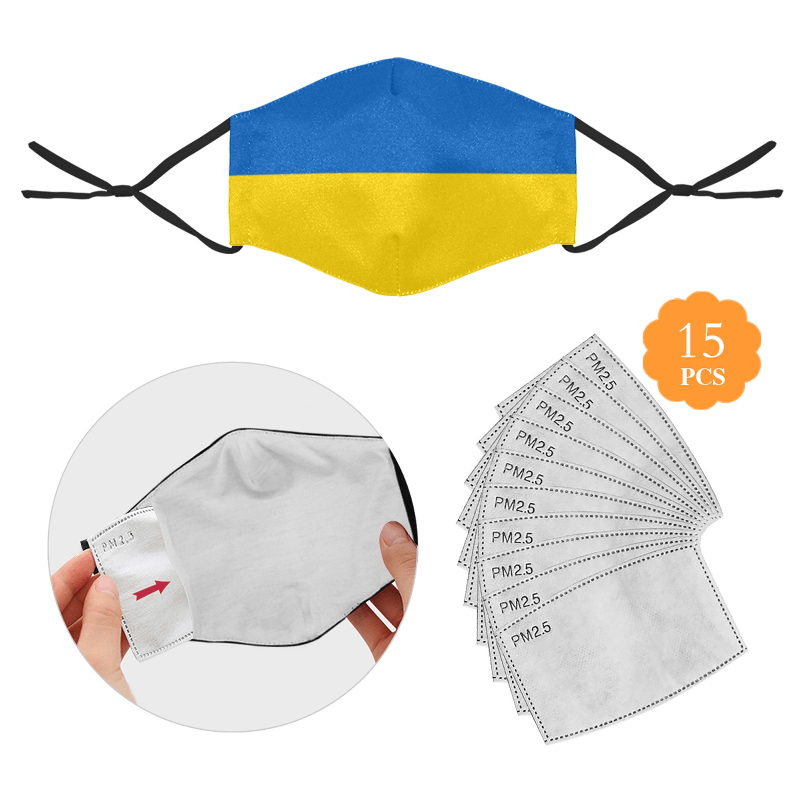 UKRAINE 3D Mouth Mask with Drawstring (15 Filters Included) (Model M04) (Non-medical Products)