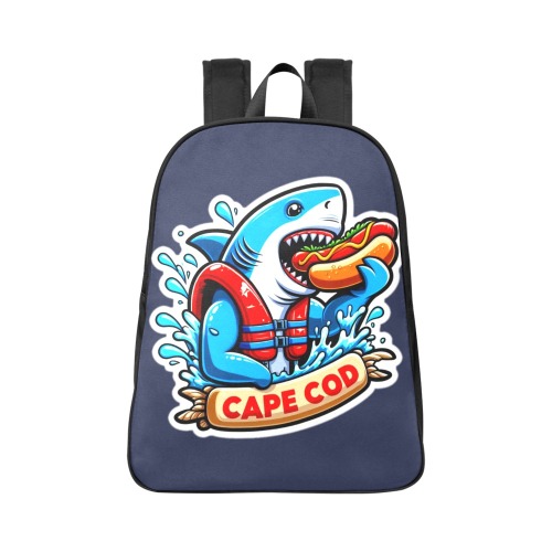 CAPE COD-GREAT WHITE EATING HOT DOG 2 Fabric School Backpack (Model 1682) (Large)