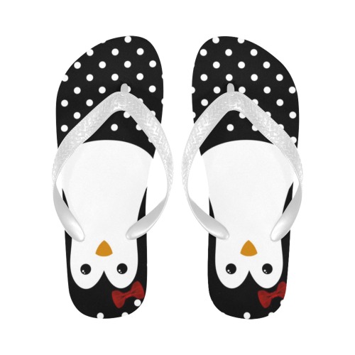 Kawaii Penguin With Polka Dots Flip Flops for Men/Women (Model 040)