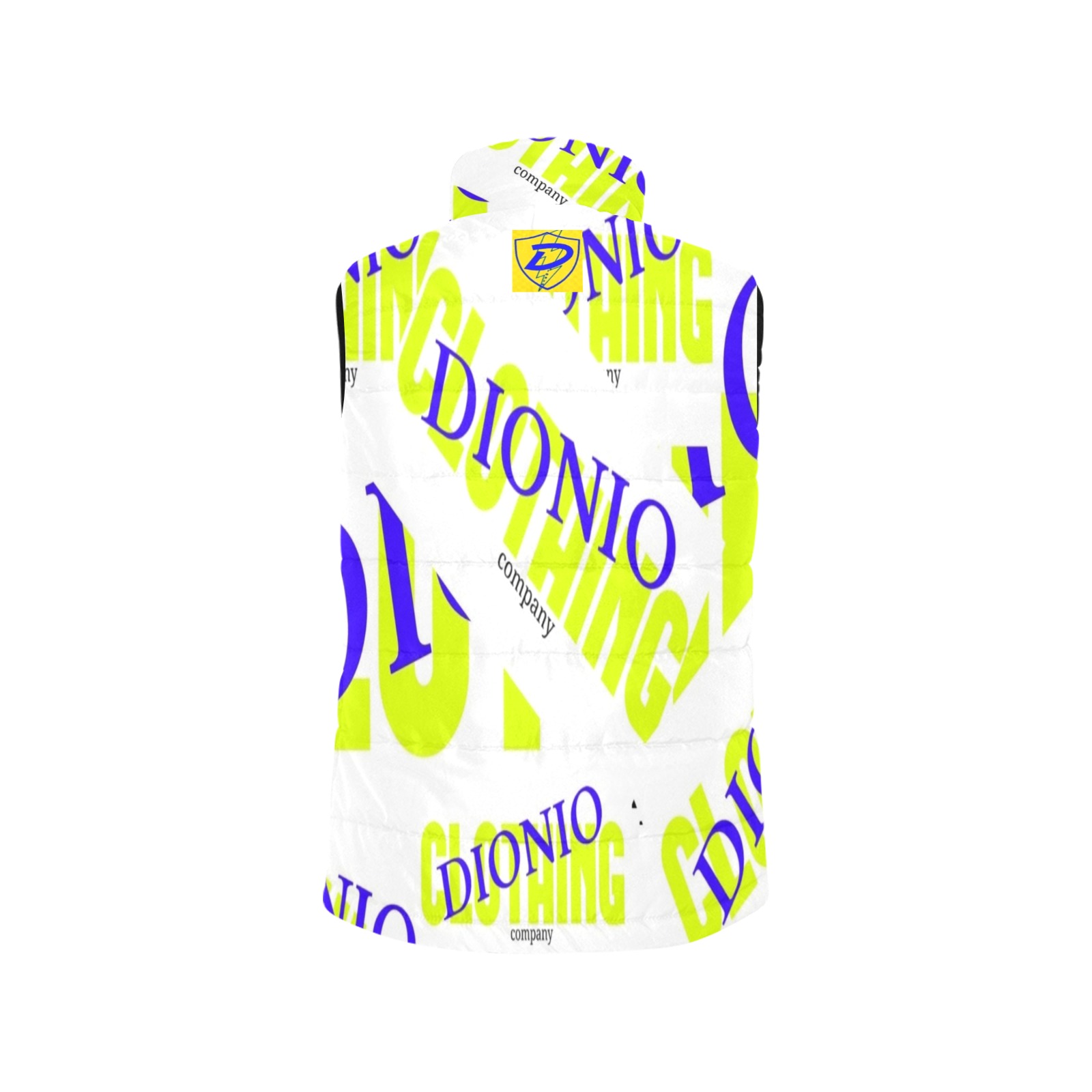 DIONIO Clothing - Company S Padded Vest Jacket (White , Blue & Yellow) Men's Padded Vest Jacket (Model H44)