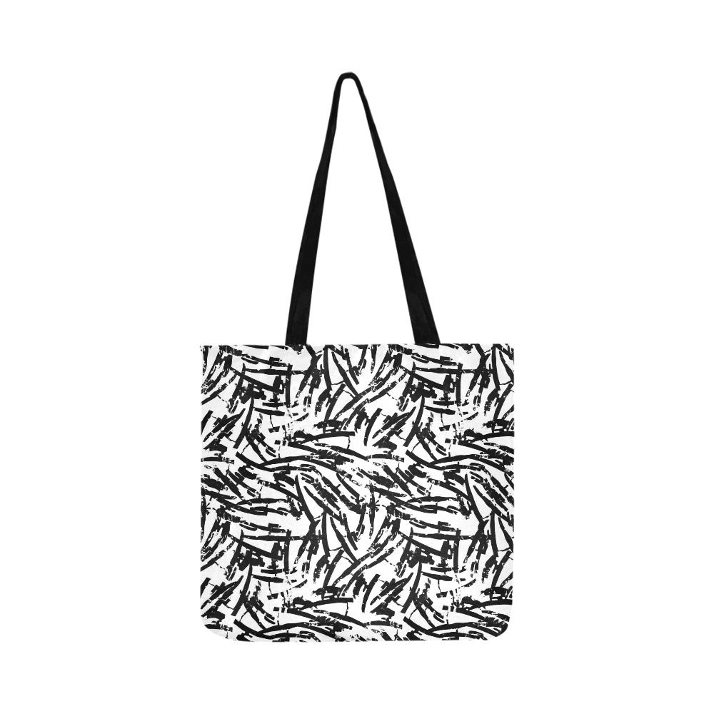 Brush Stroke Black and White Reusable Shopping Bag Model 1660 (Two sides)