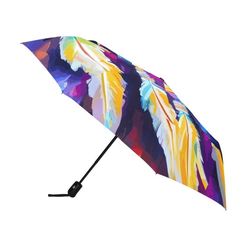 Blue dreamcatcher, purple background colorful art. Anti-UV Auto-Foldable Umbrella (U09)