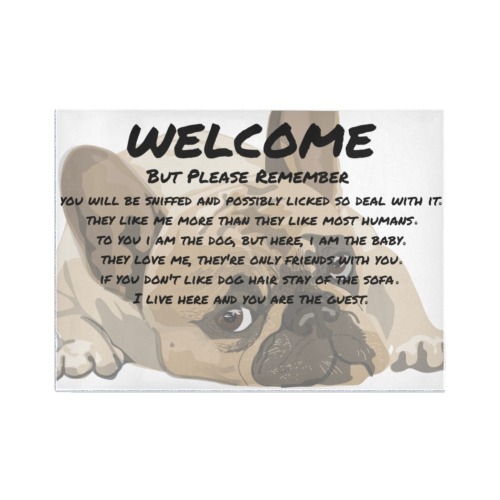 Welcome Pug With Brown Eyes Area Rug7'x5'