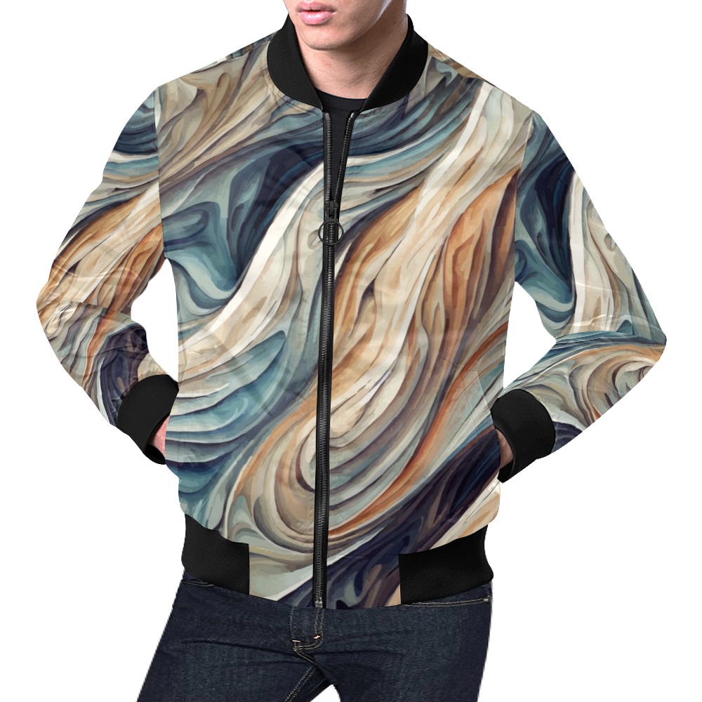 Fantastic curvy lines of pastel colors abstract All Over Print Bomber Jacket for Men (Model H19)