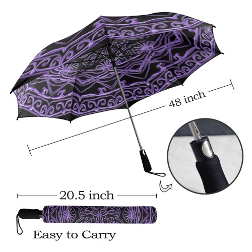mandala 3D-9 mauve Semi-Automatic Foldable Umbrella (Model U12)