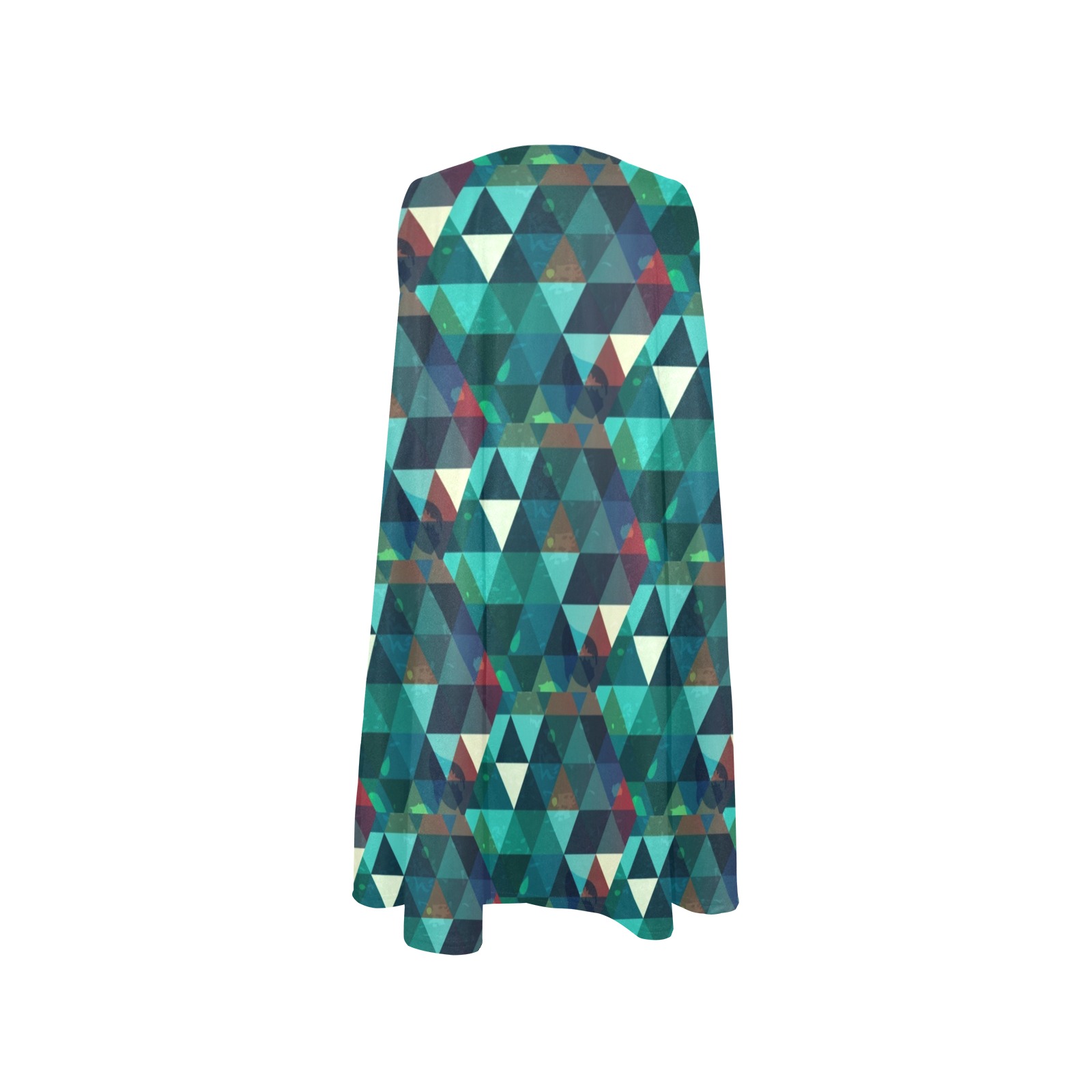 Trendy Colorful Triangles Sleeveless A-Line Pocket Dress (Model D57)