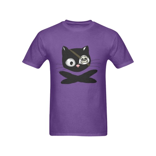 Cute Pirate Kitty Cat With Eye Patch Men's T-Shirt in USA Size (Front Printing Only)