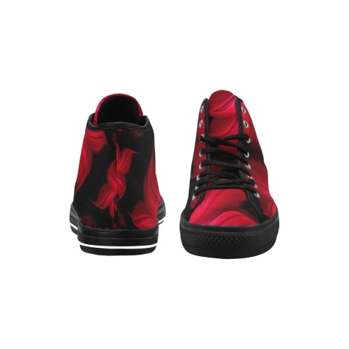 Black and Red Fiery Whirlpools Fractal Abstract Vancouver H Men's Canvas Shoes (1013-1)