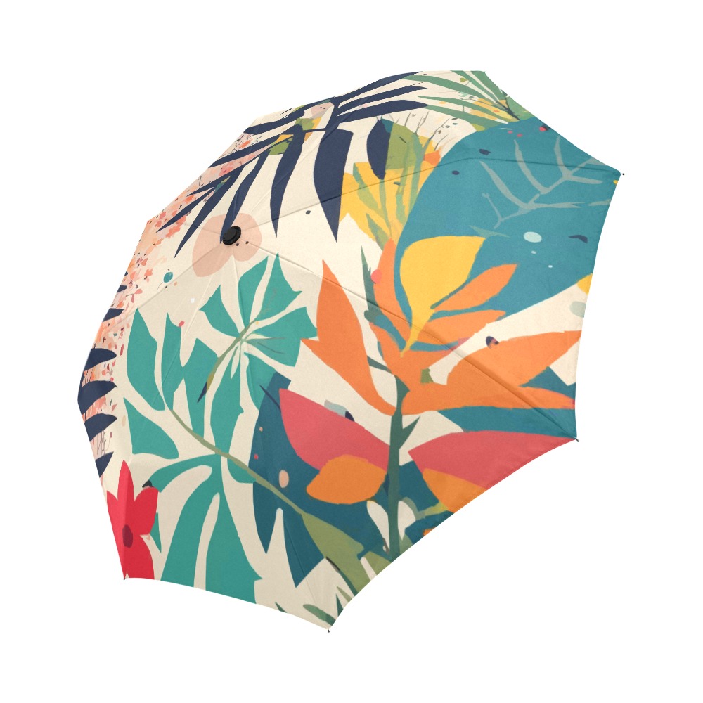 Brilliant fantastic tropical flowers, plants art. Auto-Foldable Umbrella (Model U04)