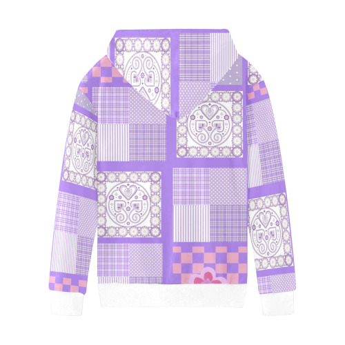 Pink and Purple Patchwork Design Kids' All Over Print Hoodie (Model H38)