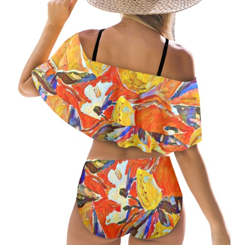 99512 Women's Ruffle Off Shoulder Bikini Swimsuit (Model S45)