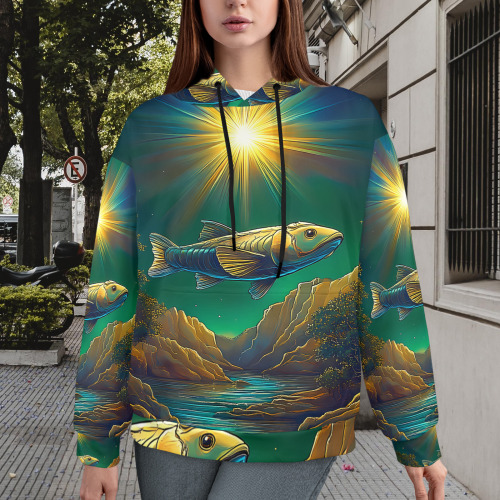 Celestial Swim Women's All Over Print Hoodie (Model H61)