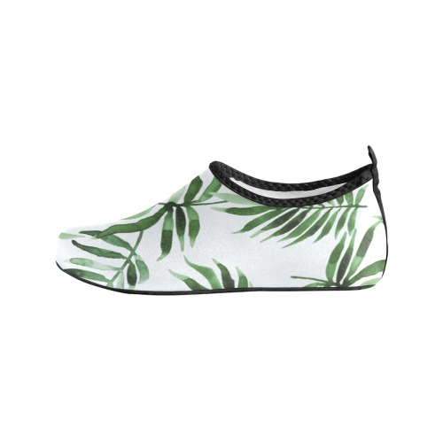 Watercolor_green_leaf Women's Slip-On Water Shoes (Model 056)