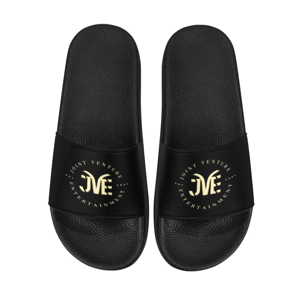 JVE Culture Unique Sliders (Black and Gold) Men's Slide Sandals (Model 057)