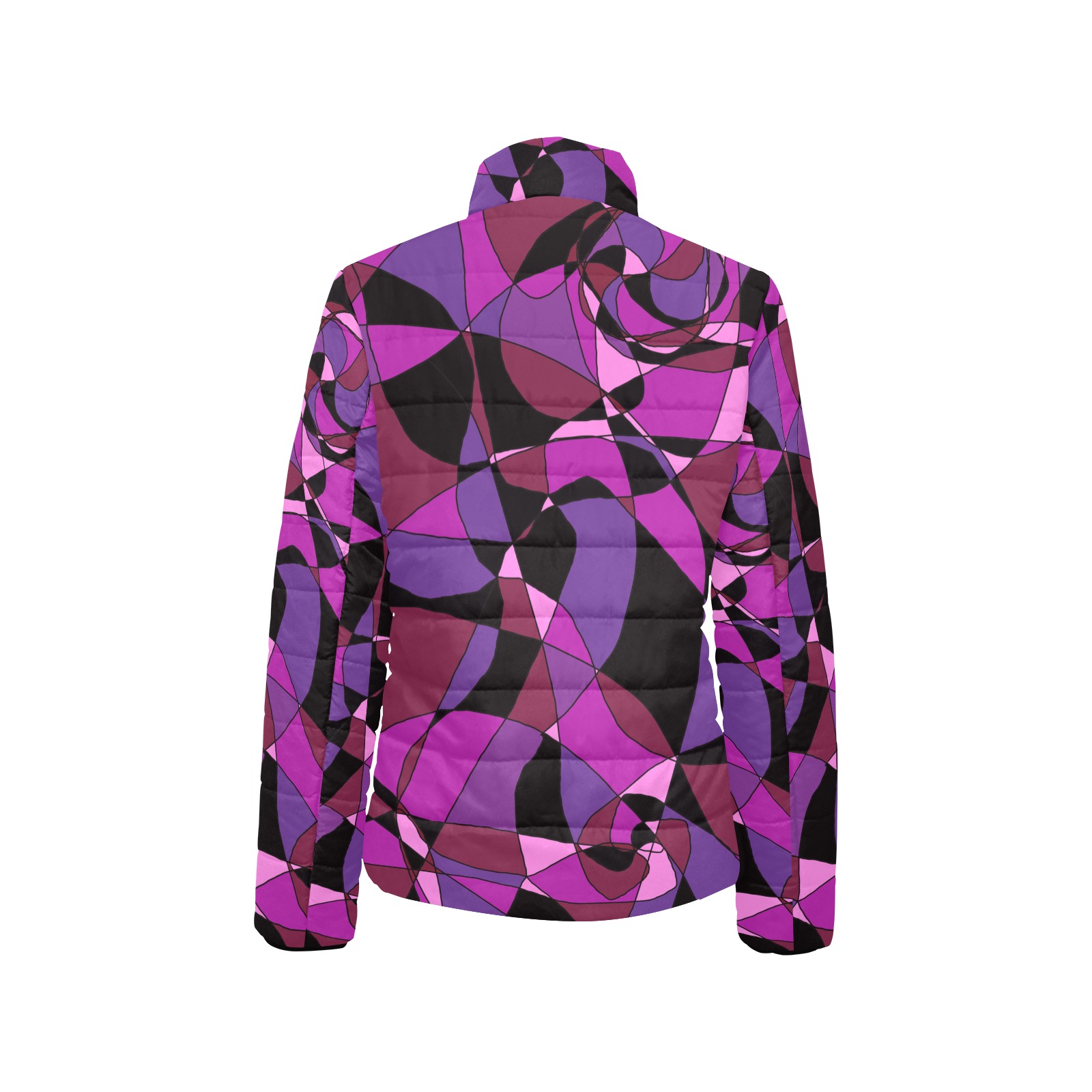 Abstract Design #6 Women's Stand Collar Padded Jacket (Model H41)