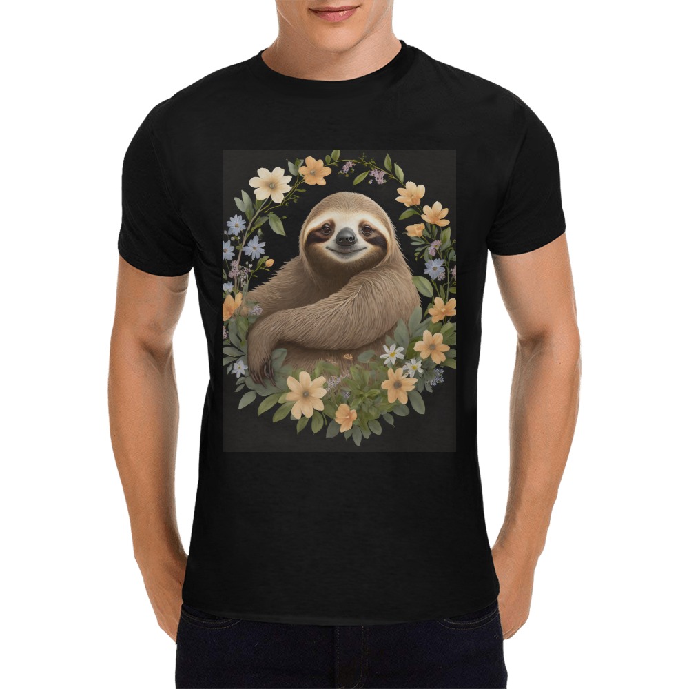 A sloth against a black background Men's T-Shirt in USA Size (Front Printing Only)