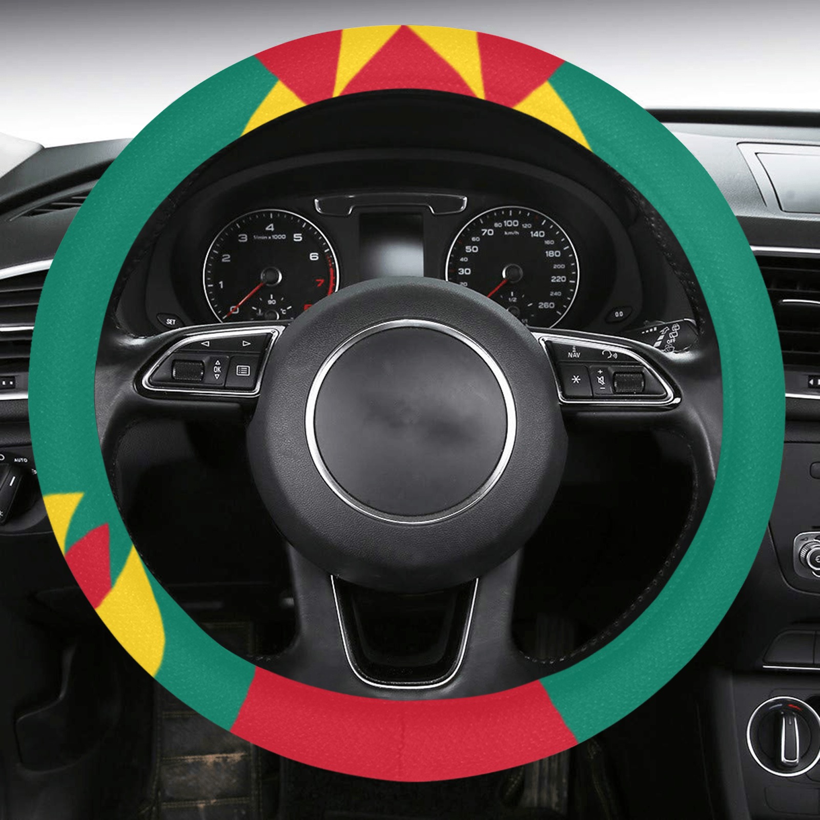 Grenada Flag Steering Wheel Cover with Anti-Slip Insert
