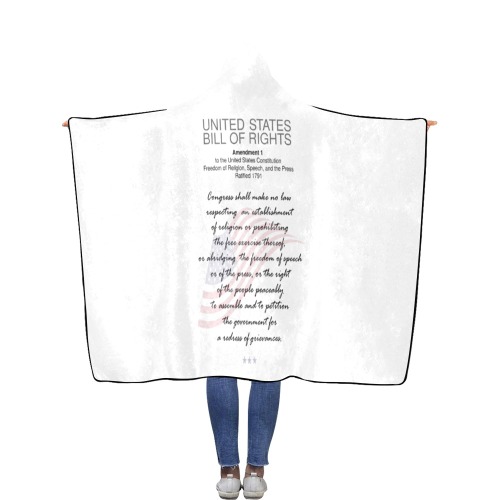 USA Bill Of Rights First Amendment Freedom Speech Flannel Hooded Blanket 56''x80''