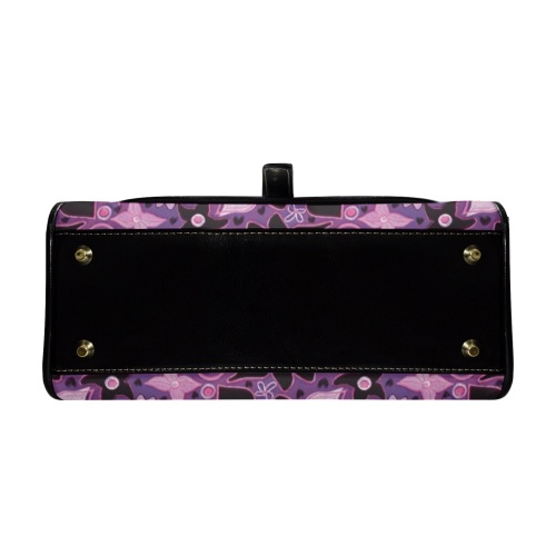 Magic Floral Pattern Multi-Function Leather Satchel-Black (Model 1739)