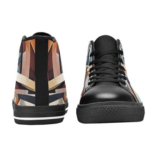 Vintage geometric abstract art. Chic composition Women's Classic High Top Canvas Shoes (Model 017)