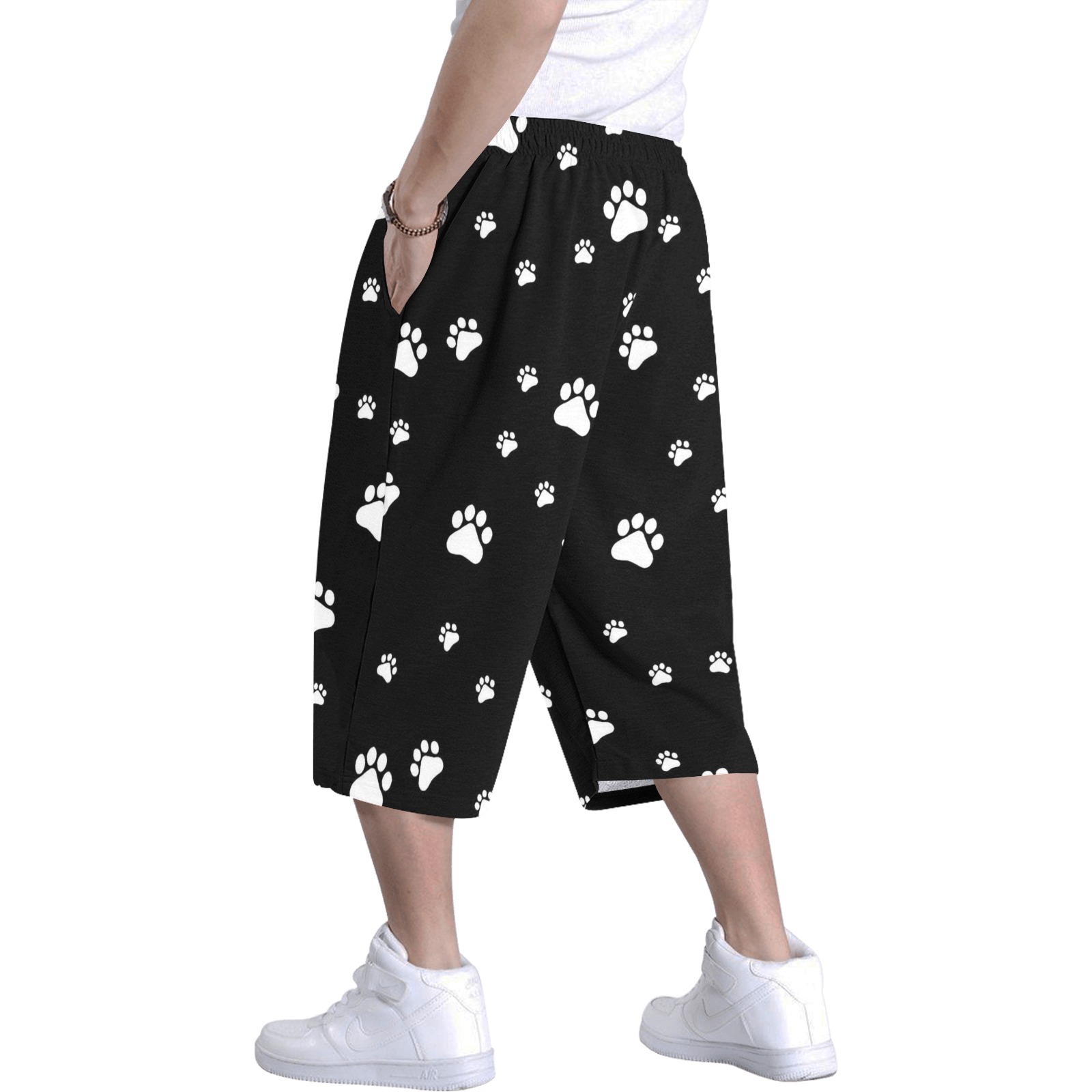 Paws Black and White by Fetishworld Men's All Over Print Baggy Shorts (Model L37)