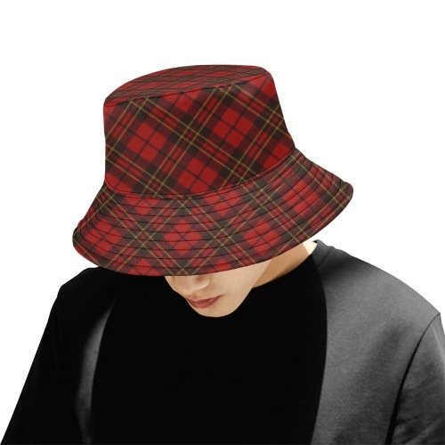 Red tartan plaid winter Christmas pattern holidays All Over Print Bucket Hat for Men