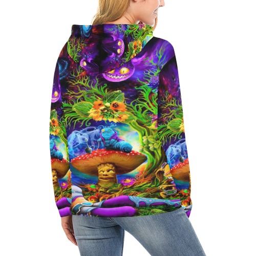 Trippy Wonderland All Over Print Hoodie for Women (USA Size) (Model H13)