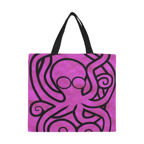 Octo-Doodle-Pus Pink All Over Print Canvas Tote Bag/Large (Model 1699)